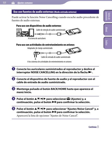 Sony NWZ-S736F - NWZ-S736F Consignes d&rsquo;utilisation Espagnol