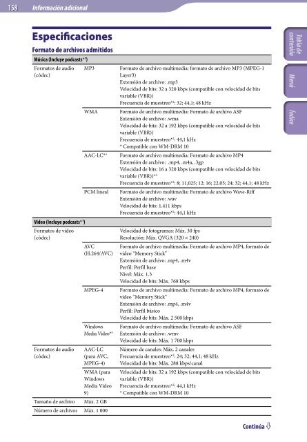 Sony NWZ-S736F - NWZ-S736F Consignes d&rsquo;utilisation Espagnol