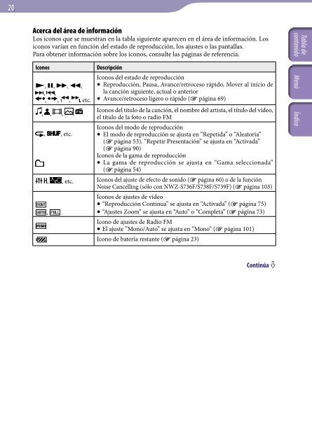 Sony NWZ-S736F - NWZ-S736F Consignes d&rsquo;utilisation Espagnol