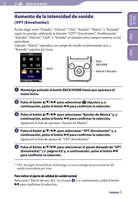 Sony NWZ-S736F - NWZ-S736F Consignes d&rsquo;utilisation Espagnol