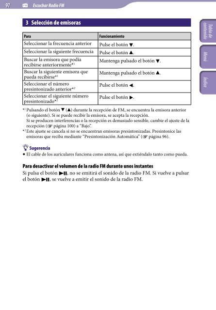 Sony NWZ-S736F - NWZ-S736F Consignes d&rsquo;utilisation Espagnol