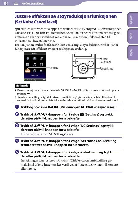 Sony NWZ-S736F - NWZ-S736F Consignes d&rsquo;utilisation Norv&eacute;gien