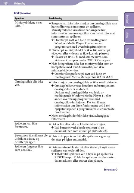 Sony NWZ-S736F - NWZ-S736F Consignes d&rsquo;utilisation Norv&eacute;gien