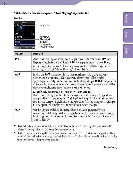 Sony NWZ-S736F - NWZ-S736F Consignes d&rsquo;utilisation Norv&eacute;gien