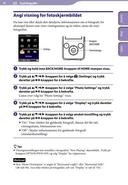 Sony NWZ-S736F - NWZ-S736F Consignes d&rsquo;utilisation Norv&eacute;gien