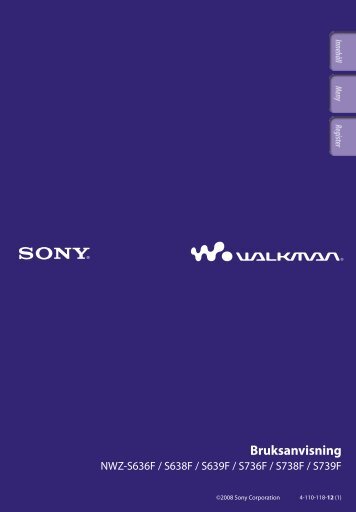 Sony NWZ-S736F - NWZ-S736F Consignes dâutilisation SuÃ©dois