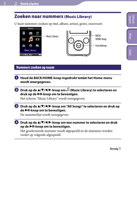 Sony NWZ-S736F - NWZ-S736F Consignes d&rsquo;utilisation N&eacute;erlandais