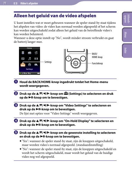 Sony NWZ-S736F - NWZ-S736F Consignes d&rsquo;utilisation N&eacute;erlandais