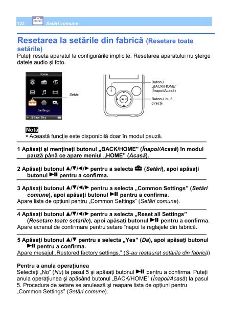 Sony NWZ-S736F - NWZ-S736F Mode d'emploi Roumain