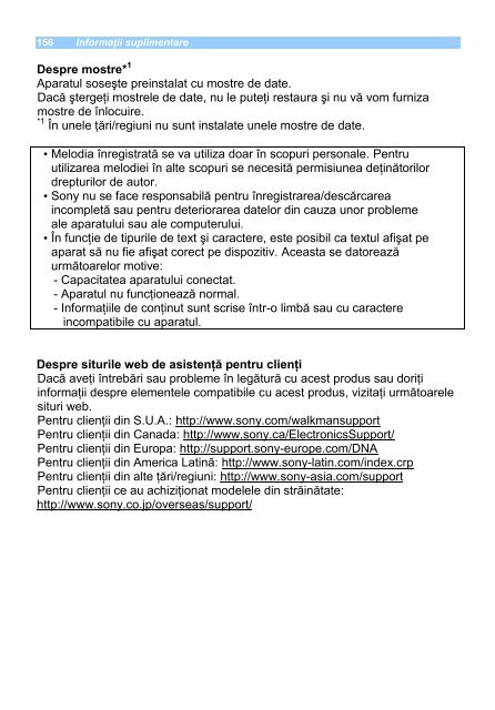 Sony NWZ-S736F - NWZ-S736F Mode d'emploi Roumain