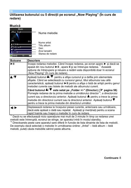 Sony NWZ-S736F - NWZ-S736F Mode d'emploi Roumain