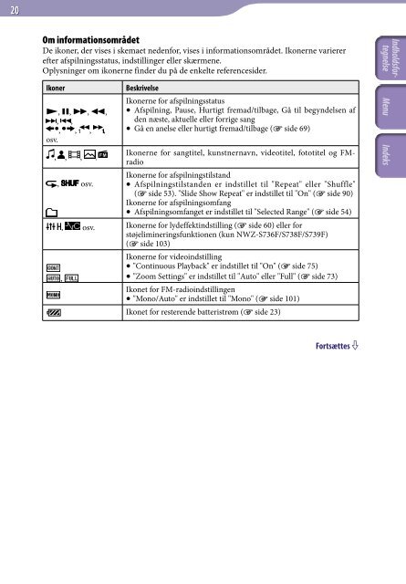 Sony NWZ-S736F - NWZ-S736F Consignes d&rsquo;utilisation Danois