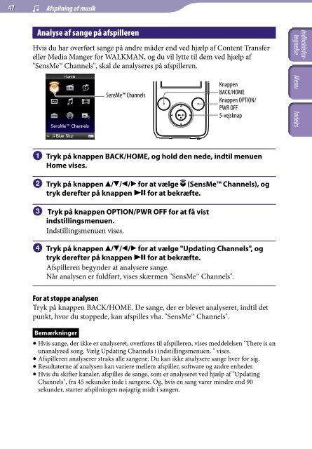 Sony NWZ-S736F - NWZ-S736F Consignes d&rsquo;utilisation Danois