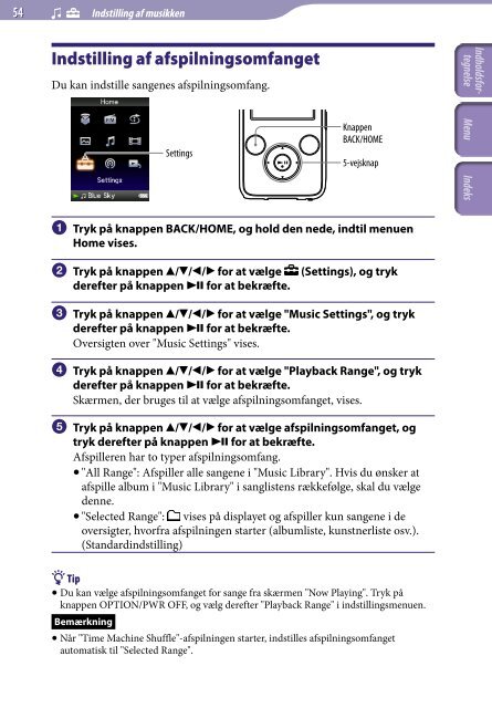 Sony NWZ-S736F - NWZ-S736F Consignes d&rsquo;utilisation Danois