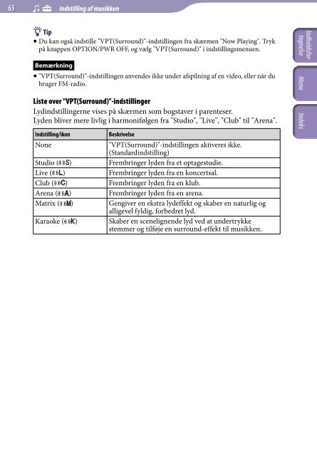 Sony NWZ-S736F - NWZ-S736F Consignes d&rsquo;utilisation Danois