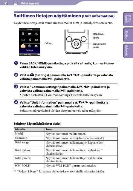 Sony NWZ-S736F - NWZ-S736F Consignes d&rsquo;utilisation Finlandais