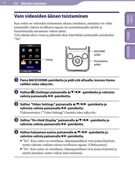 Sony NWZ-S736F - NWZ-S736F Consignes d&rsquo;utilisation Finlandais