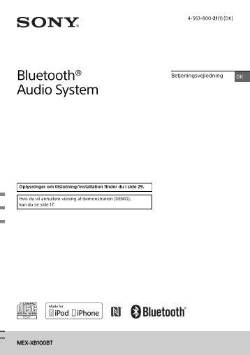 Sony MEX-XB100BT - MEX-XB100BT Istruzioni per l'uso Danese