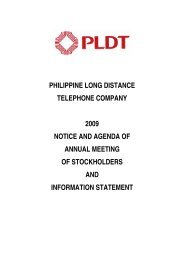 Philippine long distance telephone company 2009 notice and - PLDT