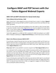 Configure IMAP and POP Servers with Our Telstra Bigpond Webmail Experts
