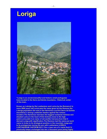 History of Loriga - Ancient, historic and beautiful town in Portugal