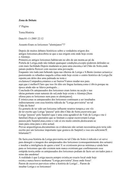 Doutor de Albarda - Os antepassados dos loriguenses eram atrasados mentais???! 