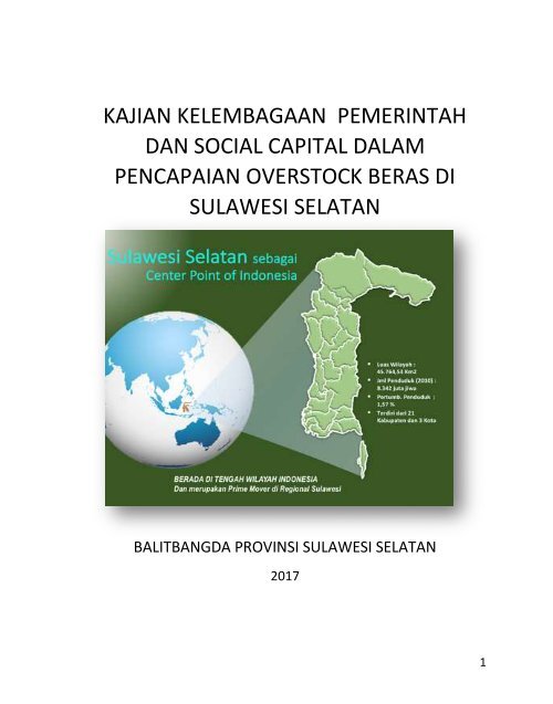 Kajian Kelembagaan  Pemerintah Dan Social Capital Dalam Pencapaian Overstock Beras Di Sulawesi Selatan