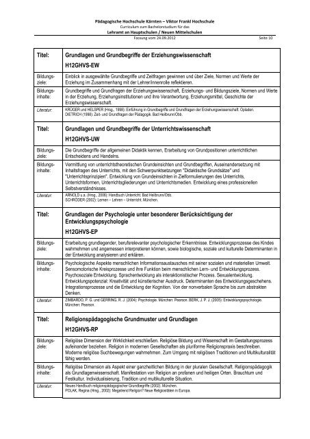 Schulpraktische Studien 1 - Pädagogische Hochschule Kärnten