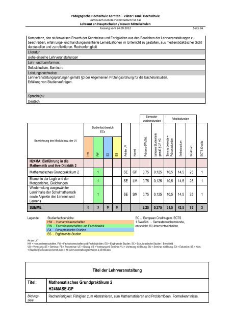 Schulpraktische Studien 1 - Pädagogische Hochschule Kärnten