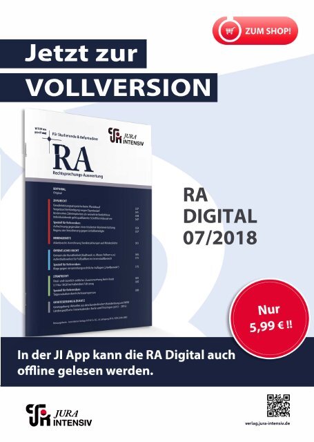 RA 07/2018 - Entscheidung des Monats