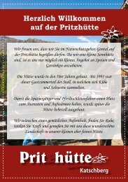 Speisekarte Pritzhütte Sommer 2018