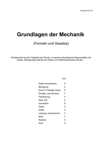 Grundlagen der Mechanik