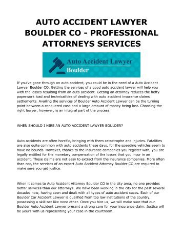 Auto Accident Lawyers Boulder CO