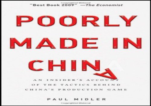 [+][PDF] TOP TREND Poorly Made in China: An Insider s Account of the Tactics Behind China s Production Game  [READ] 