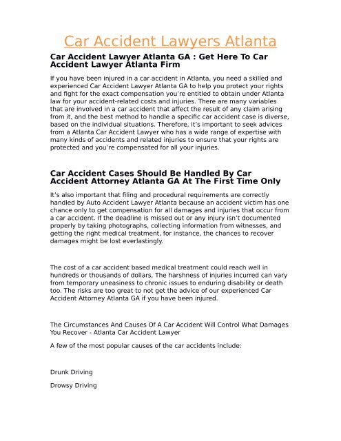 Car Accident Lawyers Atlanta