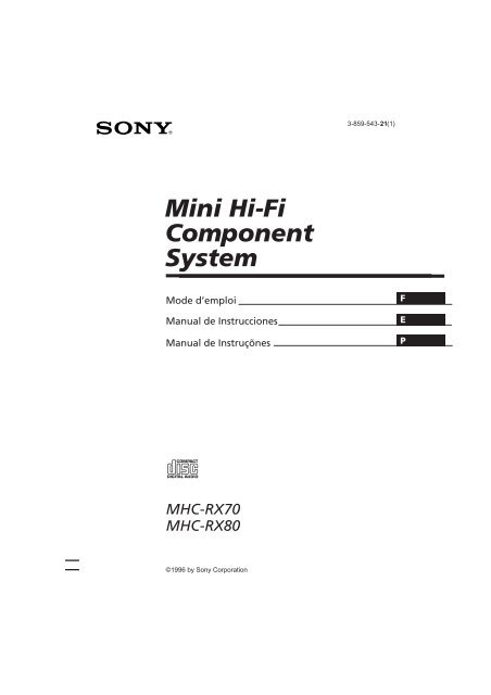 Sony MHC-RX80 - MHC-RX80 Consignes d&rsquo;utilisation Fran&ccedil;ais