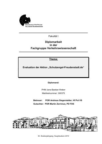 Diplomarbeit in der Fachgruppe Verkehrswissenschaft