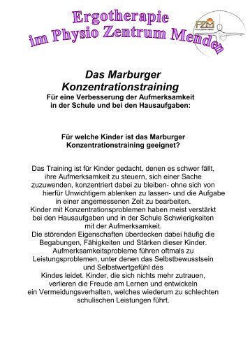 Das Marburger Konzentrationstraining - Physio Zentrum Menden ...