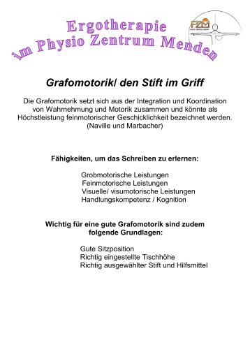 Grafomotorik/ den Stift im Griff - Physio Zentrum Menden GmbH