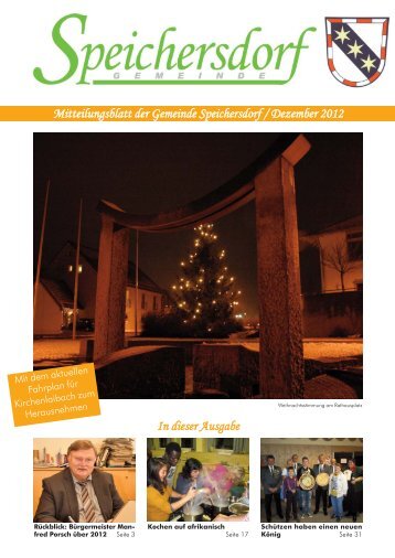 Mitteilungsblatt der Gemeinde Speichersdorf / Dezember 2012