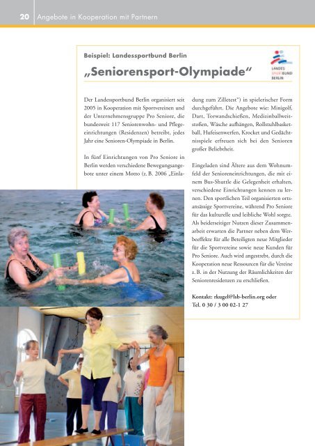 Bewegungsangebote 70 plus - Der Deutsche Olympische Sportbund