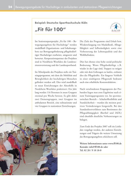 Bewegungsangebote 70 plus - Der Deutsche Olympische Sportbund