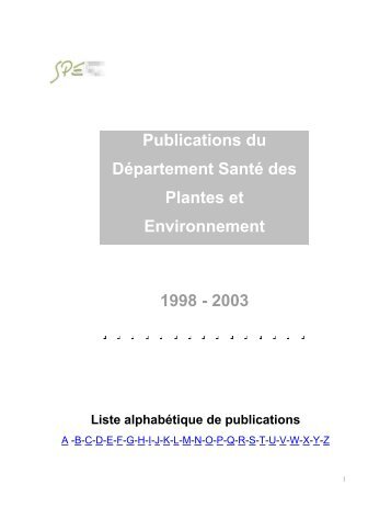 Publications du Département Santé des Plantes et ... - Inra