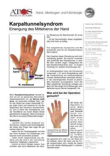 Karpaltunnelsyndrom - und Fußchirurgie