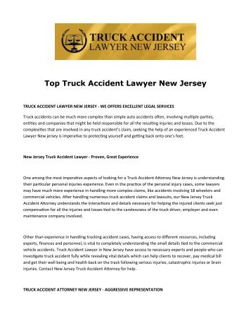 Top Truck Accident Lawyer New Jersey