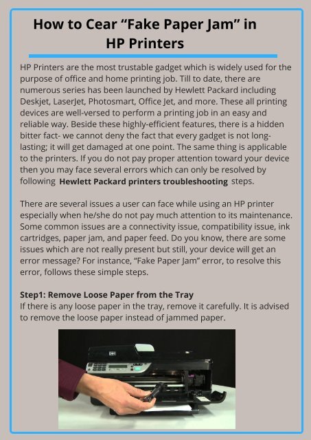 paper keeps getting jammed in hp printer