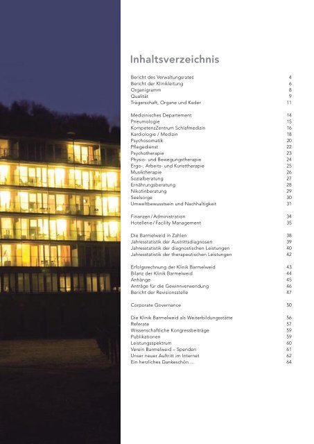 Geschäftsbericht Klinik Barmelweid 2007