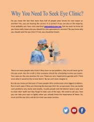Why You Need To Seek Eye Clinic