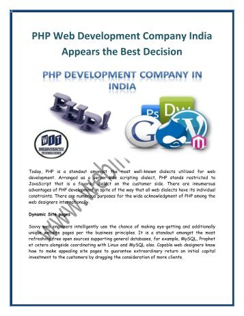 PHP Web Development Company India Appears the Best Decision