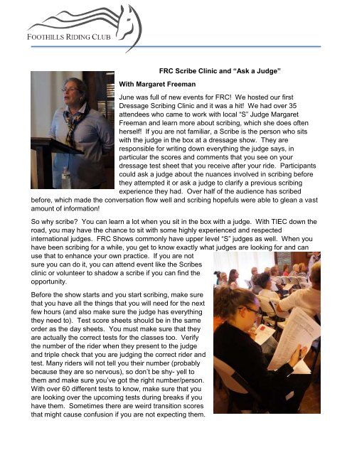 July 2018 FRC Member Newsletter